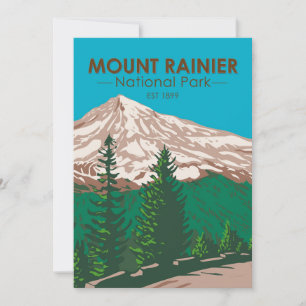 Mount Rainier Nationalpark Washington Vintage Feiertagskarte