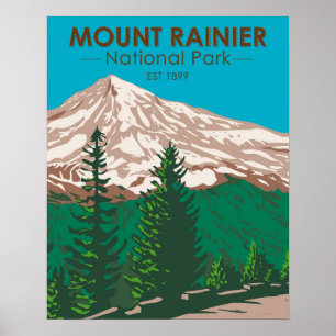 Mount Rainier Nationalpark Washington Vintage Poster