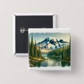 Mount Rainier Nationalpark Wasserfarbe Button (Vorne & Hinten)