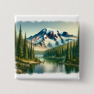 Mount Rainier Nationalpark Wasserfarbe Button