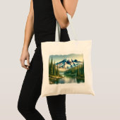 Mount Rainier Nationalpark Wasserfarbe Tragetasche (Vorderseite (Produkt))