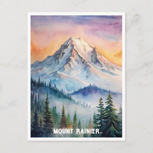 Mount Rainier Nationalpark Wasserfarbenmalerei Postkarte (Vorderseite)