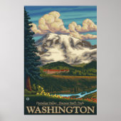 Mount Rainier - Paradise Inn Lodge - Reiseplakat Poster (Vorne)