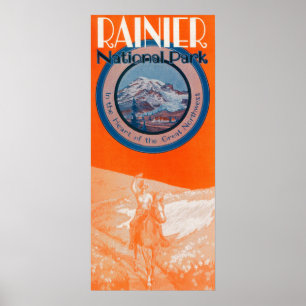Mount Rainier Poster - Horseback Riding