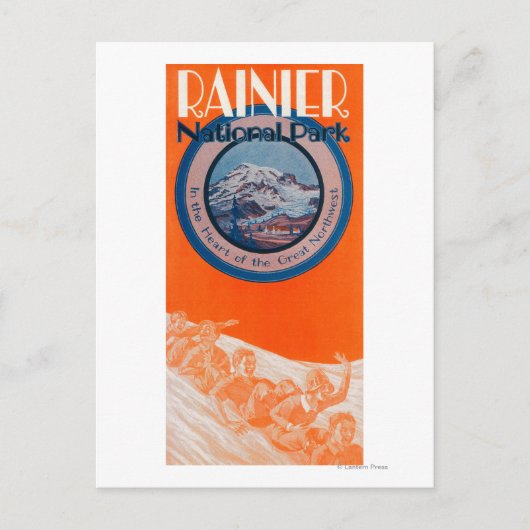 Mount Rainier Poster - Schlittenfahren Postkarte (Vorderseite)