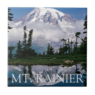 Mount Rainier   Reflektion in einem Bergteich Fliese