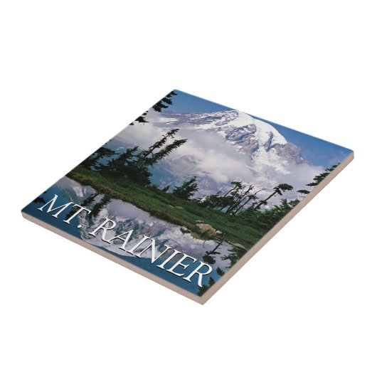 Mount Rainier | Reflektion in einem Bergteich Fliese (Seite)