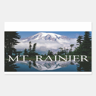 Mount Rainier   Reflektion in einem Bergteich Rechteckiger Aufkleber