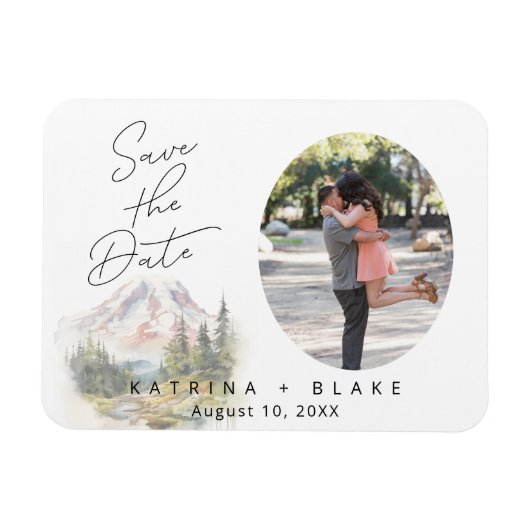 Mount Rainier Save the Date Flexible Foto Magnet (Horizontal)