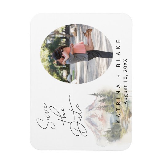 Mount Rainier Save the Date Flexible Foto Magnet (Vertikal)