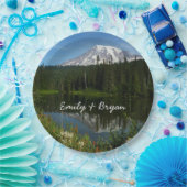 Mount Rainier Seereflektion mit Wildblumen Pappteller (Party)