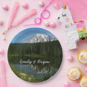 Mount Rainier Seereflektion mit Wildblumen Pappteller (Party)