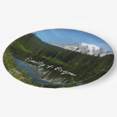 Mount Rainier Seereflektion mit Wildblumen Pappteller (Schrägansicht)