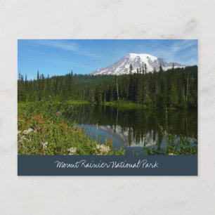 Mount Rainier Seereflektion mit Wildblumen Postkarte