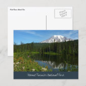 Mount Rainier Seereflektion mit Wildblumen Postkarte (Vorne/Hinten)