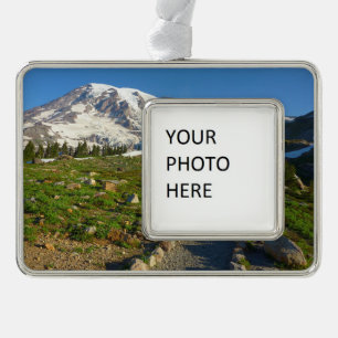 Mount Rainier Skyline Trail Aussicht Rahmen-Ornament Silber