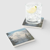 Mount Rainier Snowy Peak Steinuntersetzer (Seitenansicht)