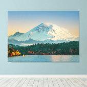 Mount Rainier über dem Lake Washington Fine Art La Leinwanddruck (Insitu (Holzboden))