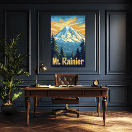 Mount Rainier Vintage Travel Poster