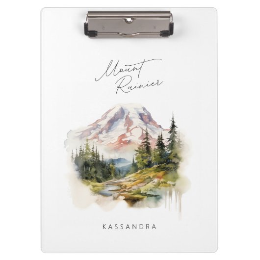 Mount Rainier Washington PNW Watercolor Style Klemmbrett (Vorderseite)