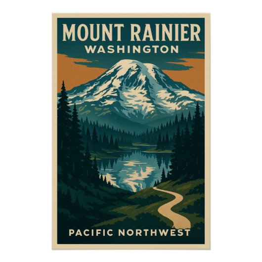 Mount Rainier, Washington Reise Poster (Vorderseite)
