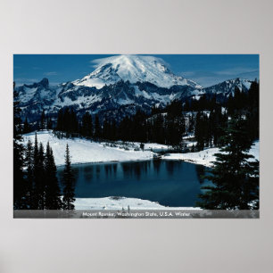 Mount Rainier, Washington Staat, USA Winter Poster