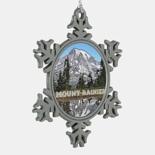Mount Rainier Washington Staat Weihnachten Schneeflocken Zinn-Ornament (Links)