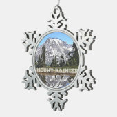 Mount Rainier Washington Staat Weihnachten Schneeflocken Zinn-Ornament (Rechts)
