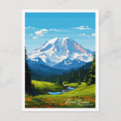Mount Rainier Washington USA Vintage Reise Postkarte (Vorderseite)