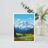 Mount Rainier Washington USA Vintage Reise Postkarte (Stehend Vorderseite)