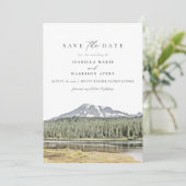 MOUNT RAINIER Wasserfarbe Ziel Save the Date Einladung (Stehend Vorderseite)
