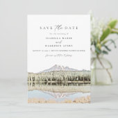 MOUNT RAINIER Wasserfarbe Ziel Save the Date Einladung (Stehend Vorderseite)