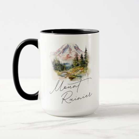 Mount Rainier Wasserfarbenlandschaft Tasse (Links)