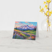 Mount Rainier Watercolor Stationery Karte (Gelbe Blume)