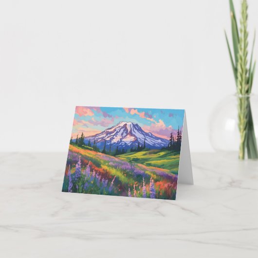 Mount Rainier Watercolor Stationery Karte (Vorderseite)