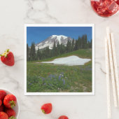 Mount Rainier, Wildblumen und Schnee Serviette (Beispiel)