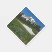 Mount Rainier, Wildblumen und Schnee Serviette (Ecke)