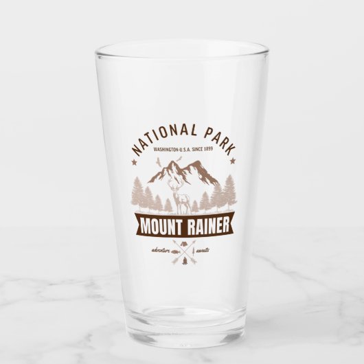Mount Rainier Wilderness Deer Design Glas (Vorderseite)