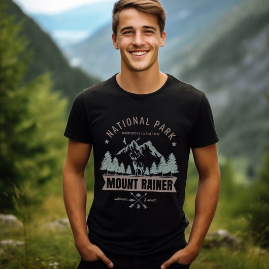Mount Rainier Wilderness Deer Graphic  T-Shirt