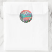 Mount Rainier Wildflower Wasserfall Gemälde Runder Aufkleber (Tasche)