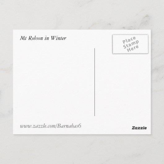 Mount Robson im Winter Postkarte (Rückseite)
