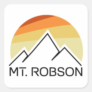 Mount Robson Retro Quadratischer Aufkleber