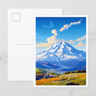 Mount Ruapehu Neuseeland Vintage-Reise Postkarte