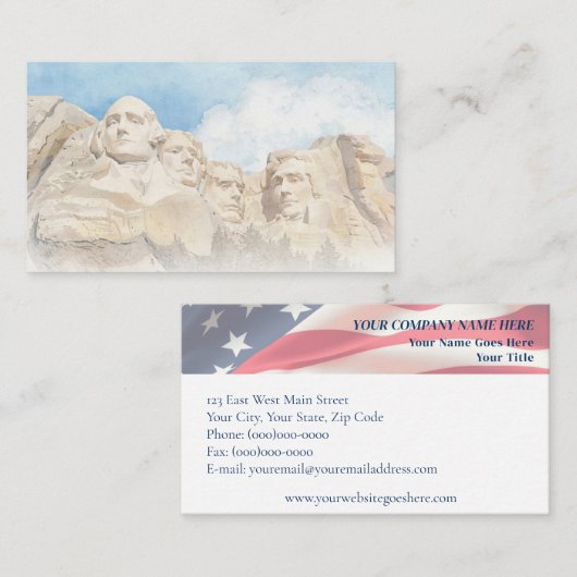 Mount Rushmore & American Flag Patriotic Visitenkarte (Vorne/Hinten)