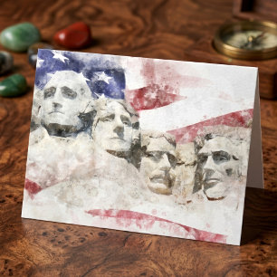 Mount Rushmore Aquarell mit amerikanischer Flagge Dankeskarte