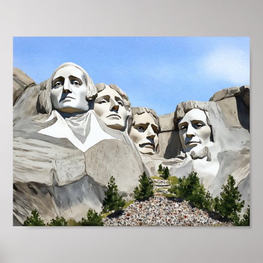 Mount Rushmore Aquarell Poster (Vorne)