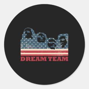 Mount Rushmore Dream Team Patriotische USA-Flagge Runder Aufkleber