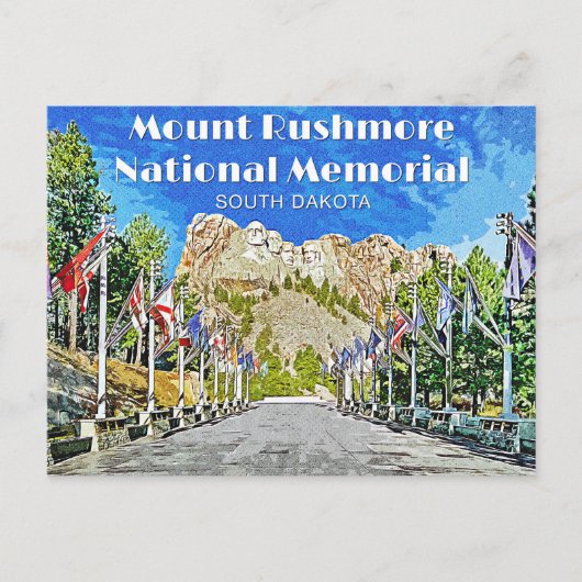 Mount Rushmore Flags Row Postkarte (Vorderseite)