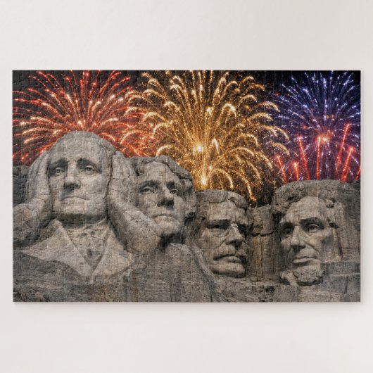 Mount Rushmore Humor with Fireworks Puzzle (Horizontal)