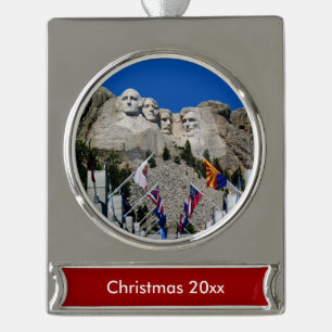Mount Rushmore individualisierbares Foto Souvenir Banner-Ornament Silber